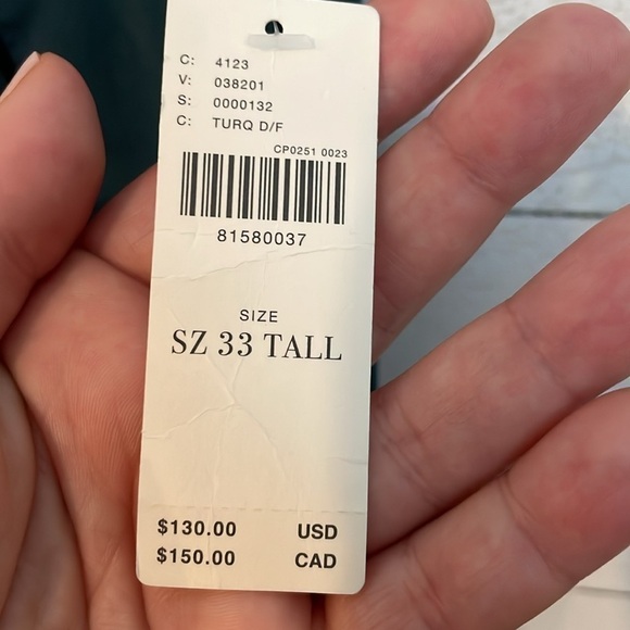 Pilcro Women's the Yaya Mid rise crop flare distressed hem turquoise sz 33T NWT - Picture 6 of 16